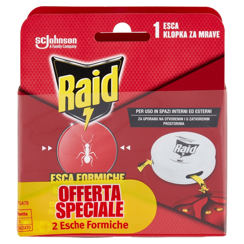 Raid Esca Formiche Insetticida Bipacco, Pronta all'Uso in Spazi Interni ed Esterni, 1 pezzo